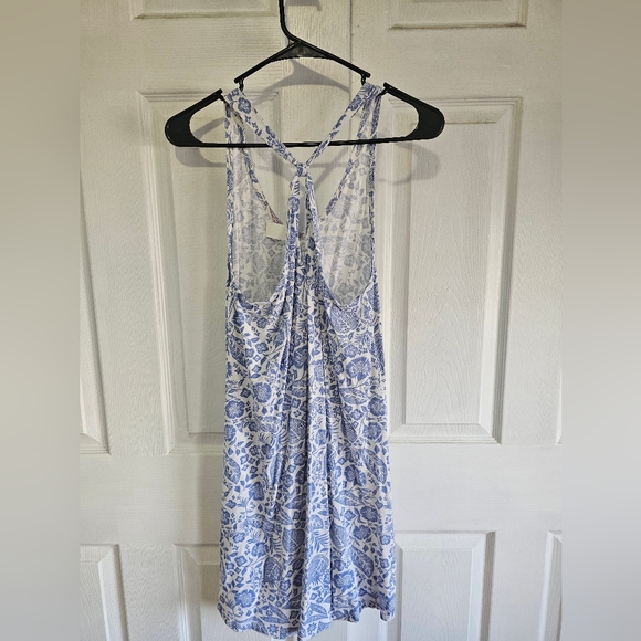 COPY - H&M White & Blue Leaf Print Mini Dress - Picture 2 of 3